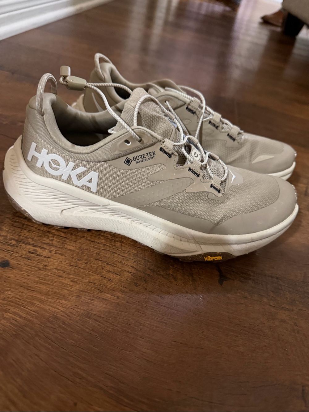 Hoka GORE-TEX Trail Shoes in Light Beige and White